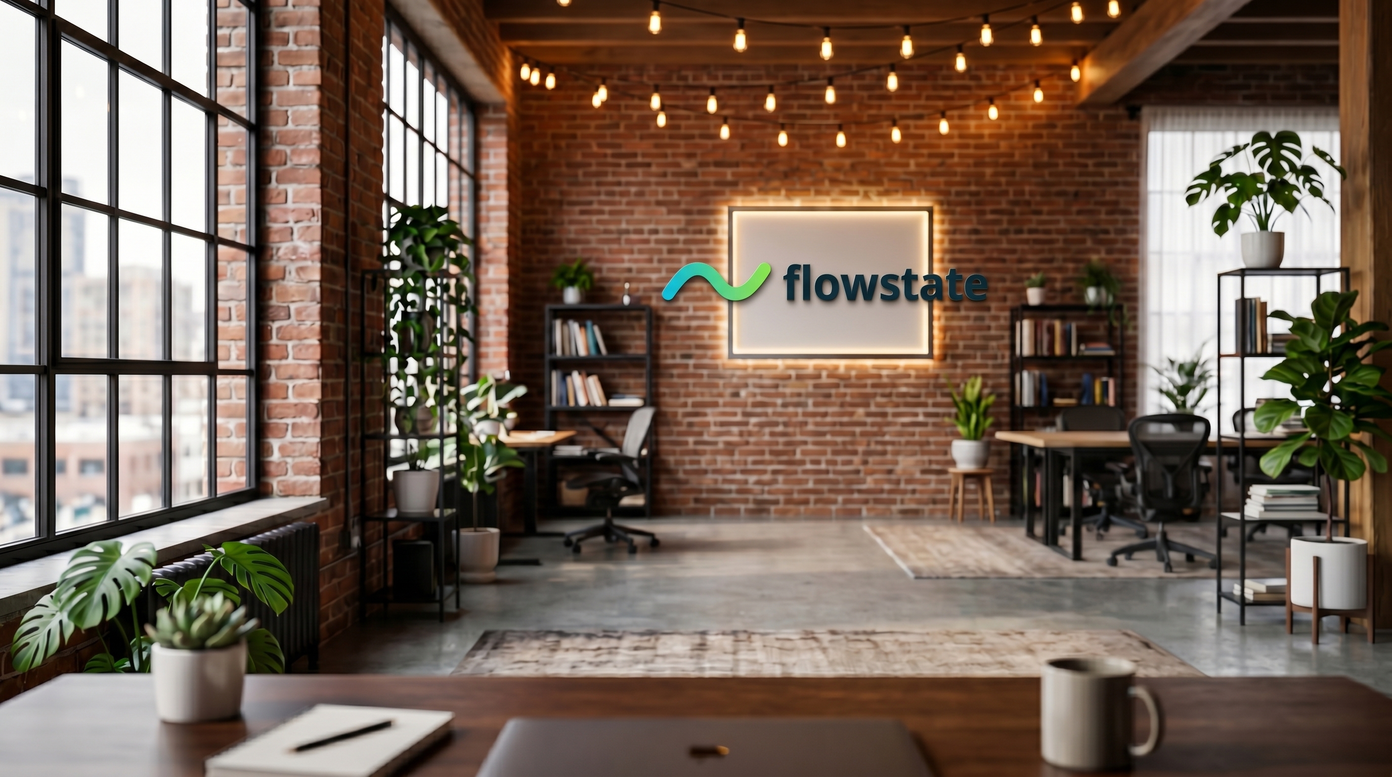 Brick Startup Loft with your logo rendered as signage