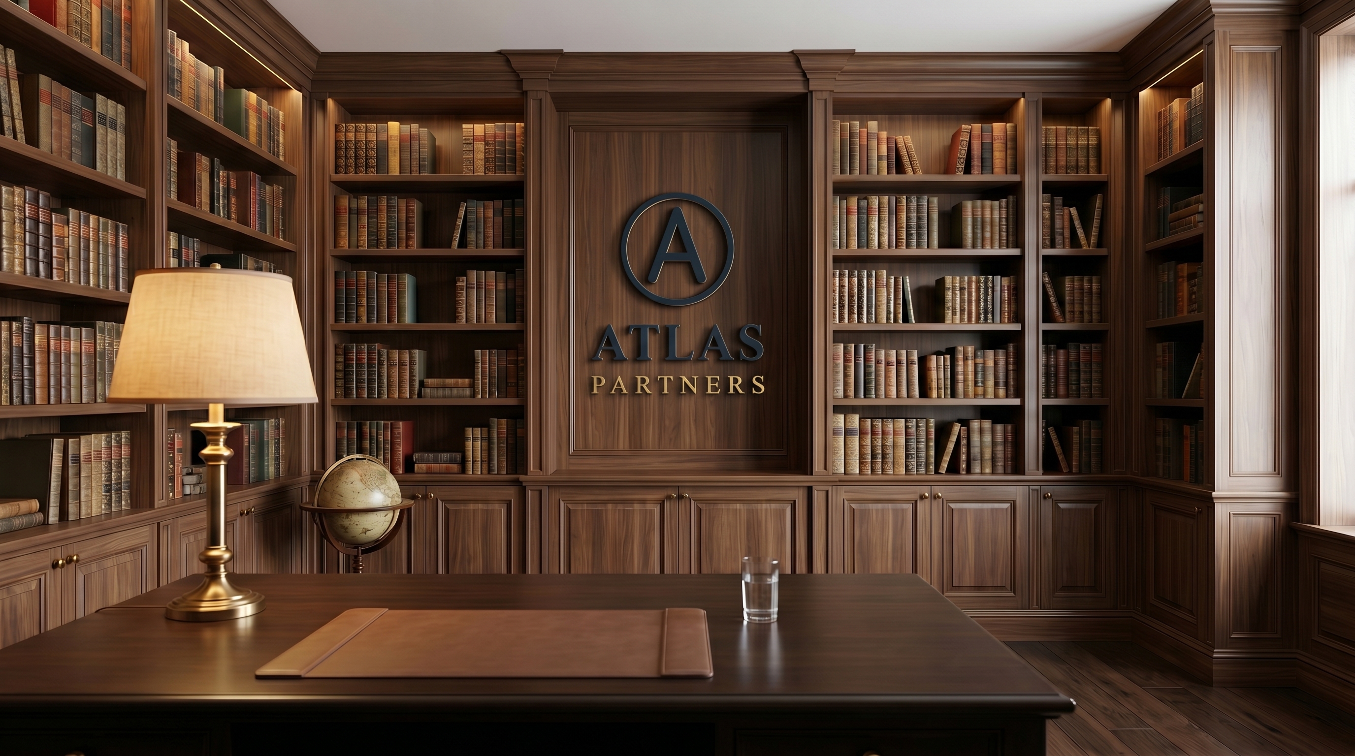 Curated Library Study with your logo rendered as signage
