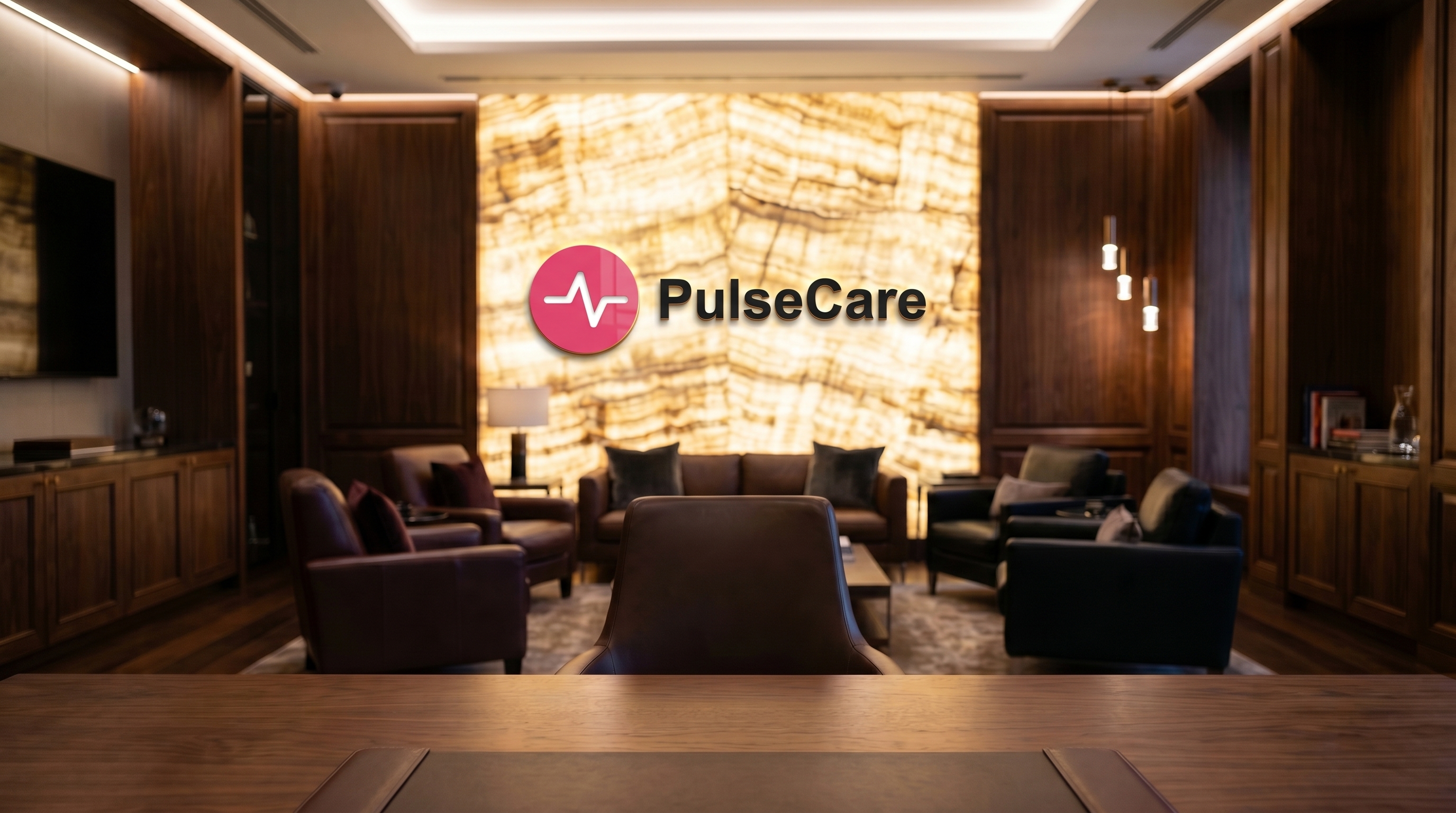 Luxury Lounge with your logo rendered as signage