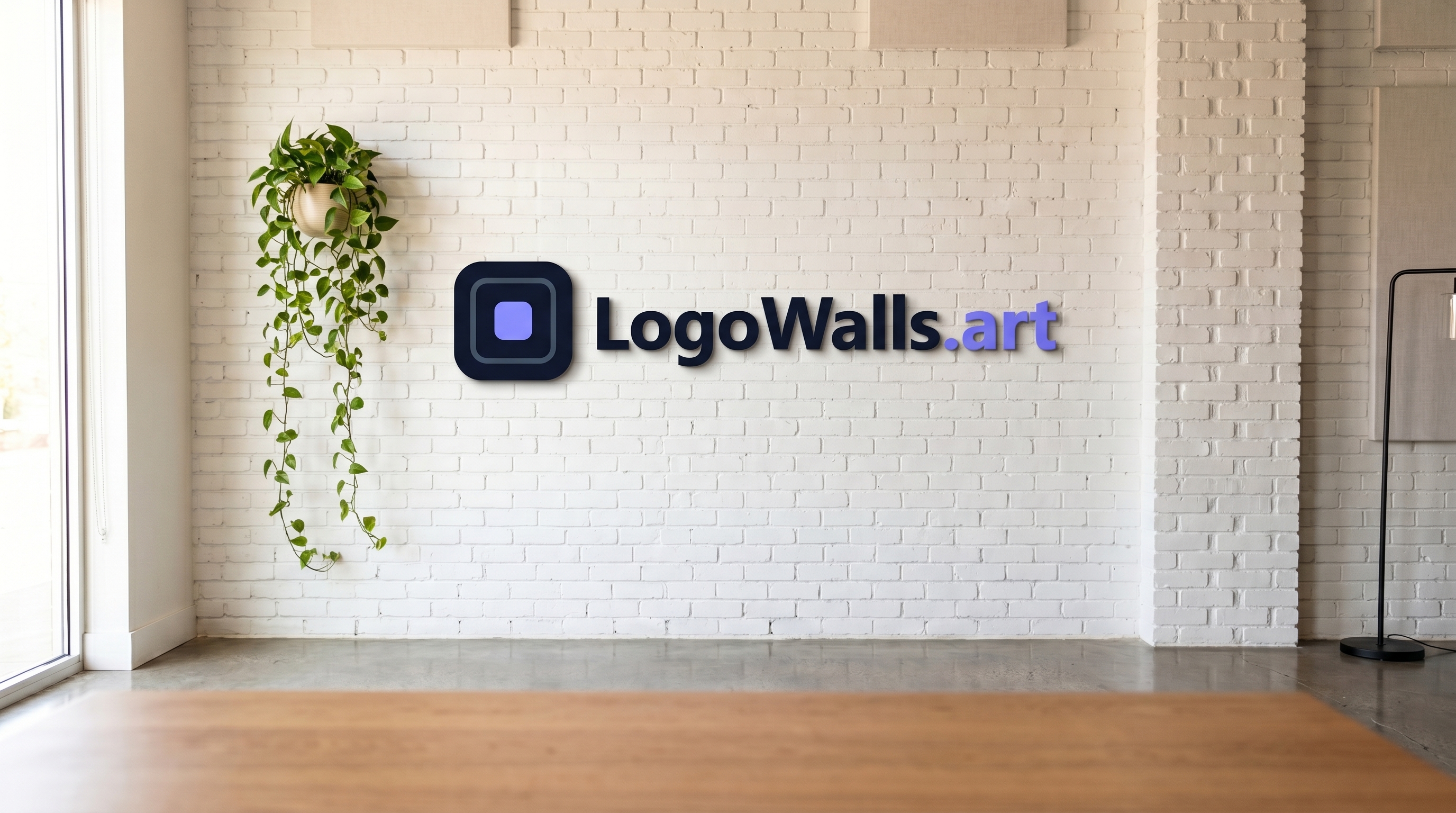 White Brick Studio with your logo rendered as signage