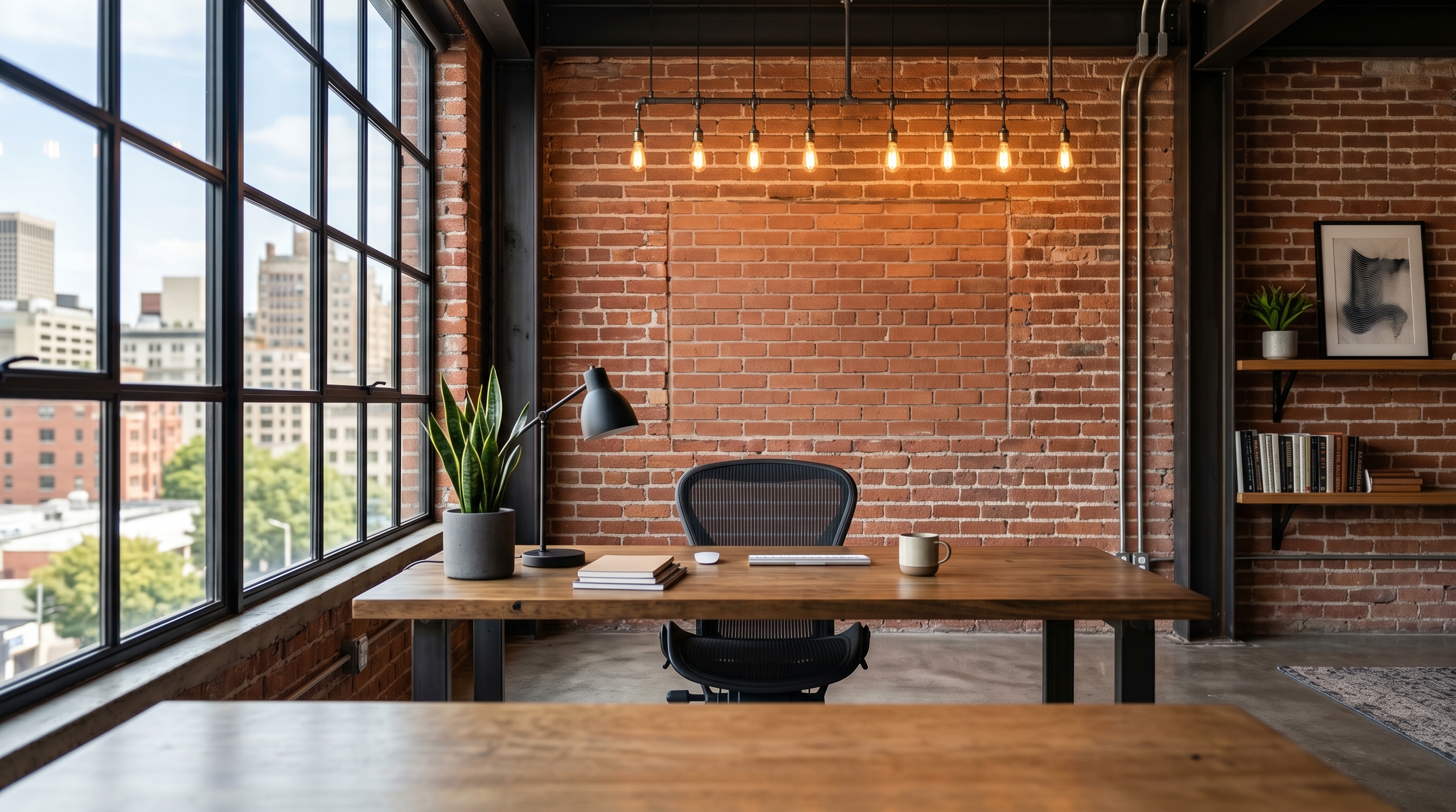 Industrial Loft office background, no logo