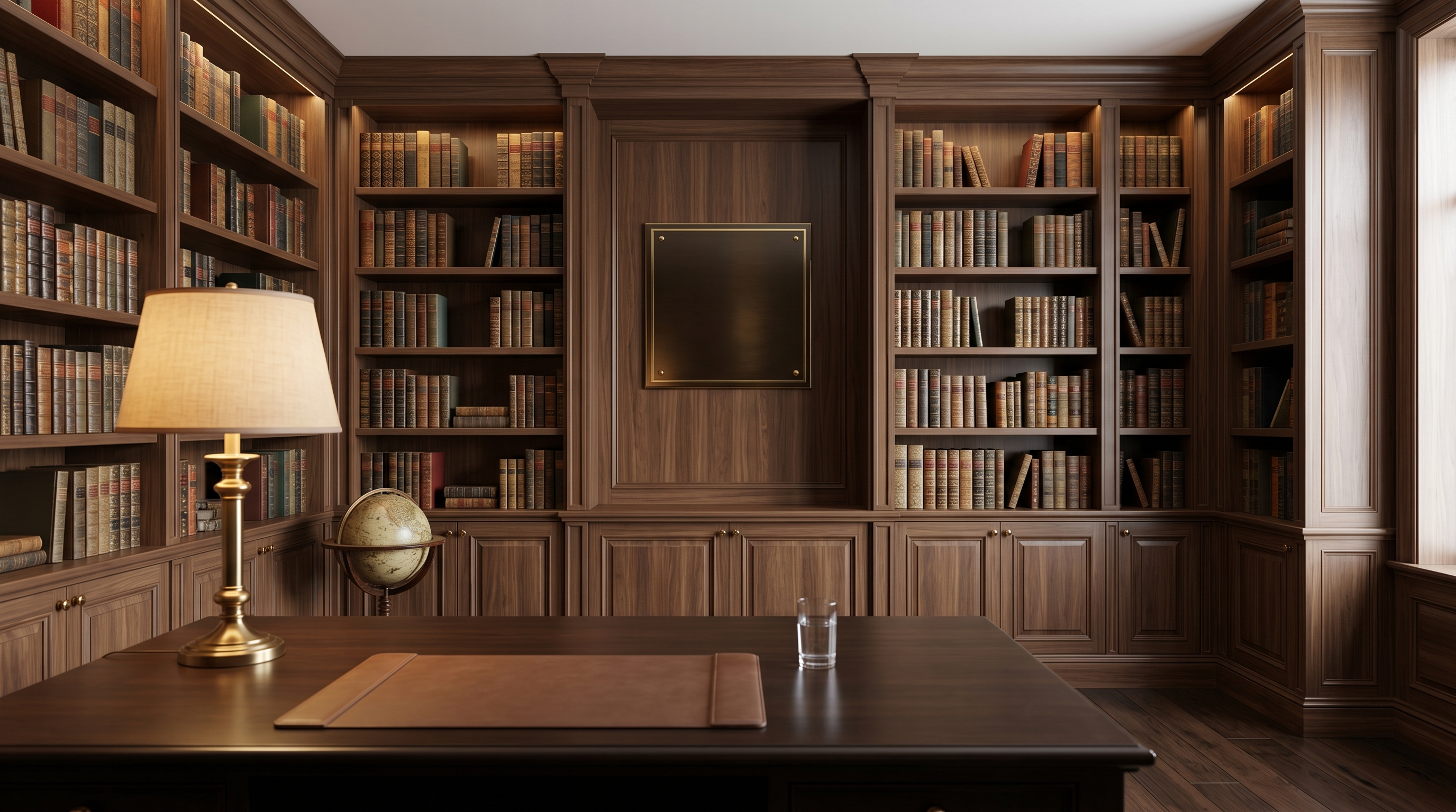 Curated Library Study office background, no logo